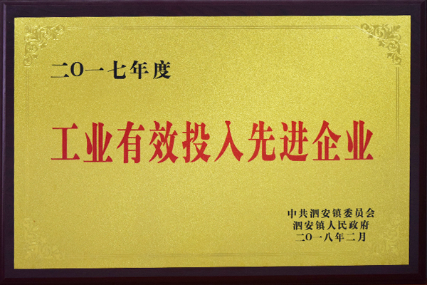 2017年度工業(yè)有效投入先進(jìn)企業(yè) 